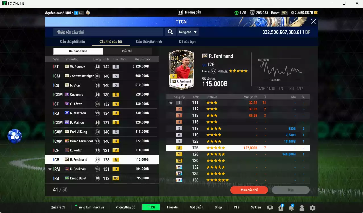 Ảnh [ACC tâm huyết, Dư nhiều BP] Man Utd. 7.347.450b dư 330kb có Rooney ITM+5, Schweinsteiger ITM+5, Vidic ITM+5, Casemiro UT, Tévez UT, Mainoo WB, Park ITM+5, Mazraoui 21UCL, Bruno 23HW, Forlán CC, Ferdinand DC, Beckham CC, Cunha MDL, Cantona JNM... Full miniface, HLV xịn, gần full đào tạo chiến thuật vs chỉ số ct, VIP BK Tháng 2