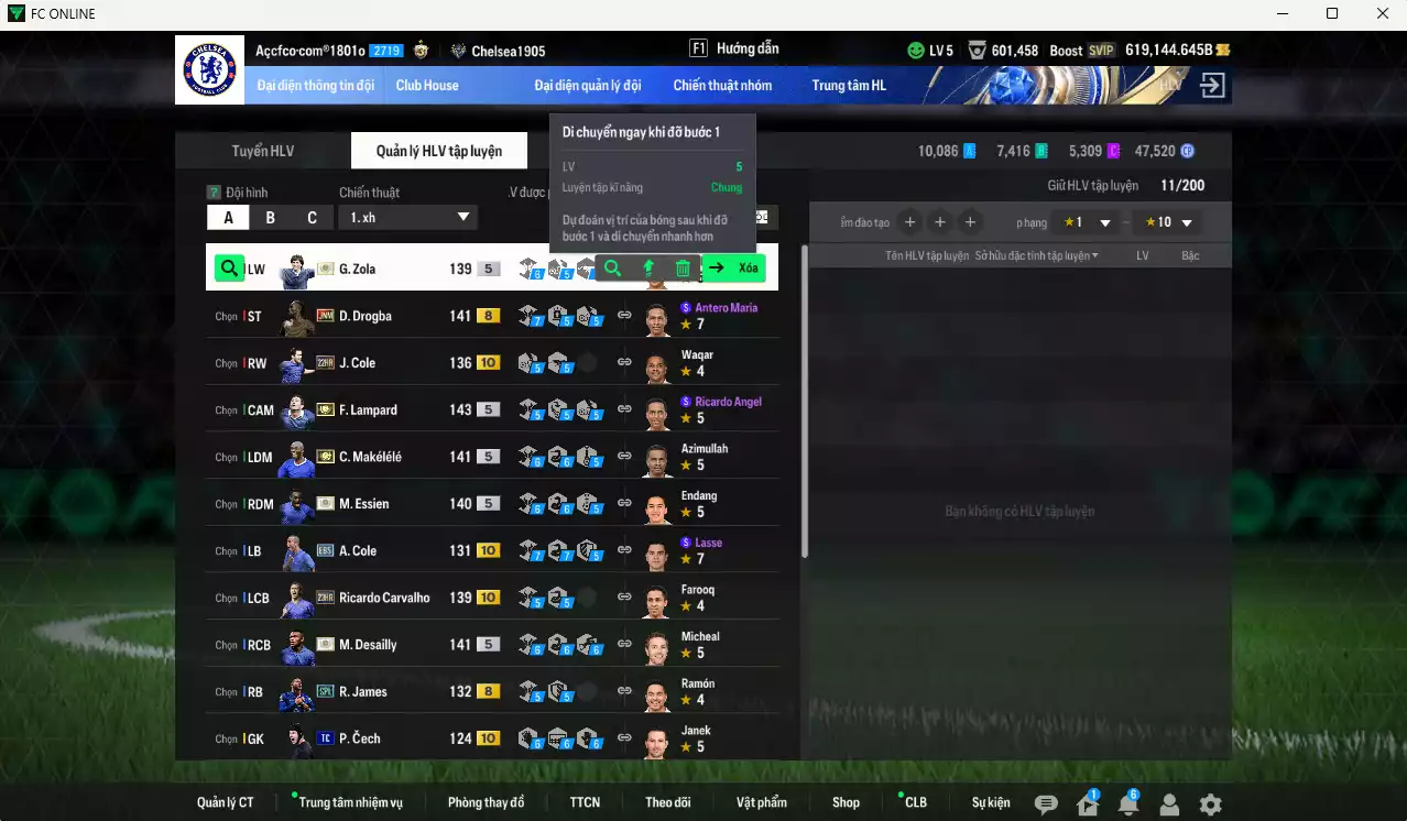 Ảnh [Dư nhiều BP] Chelsea 3.208.590b dư 600kb có Lampard ITM+5, Essien ITM+5, Desailly ITM+5, Makélélé ITM+5, Zola ITM+5, Drogba JNM, Ricardo Carvalho 23HR+10, A. Cole EBS+10, J. Cole 23HR+10... Full miniface, còn nhiều CP GIẢM THUẾ. HLV Xịn, đã full đào tạo chiến thuật vs chỉ số cầu thủ