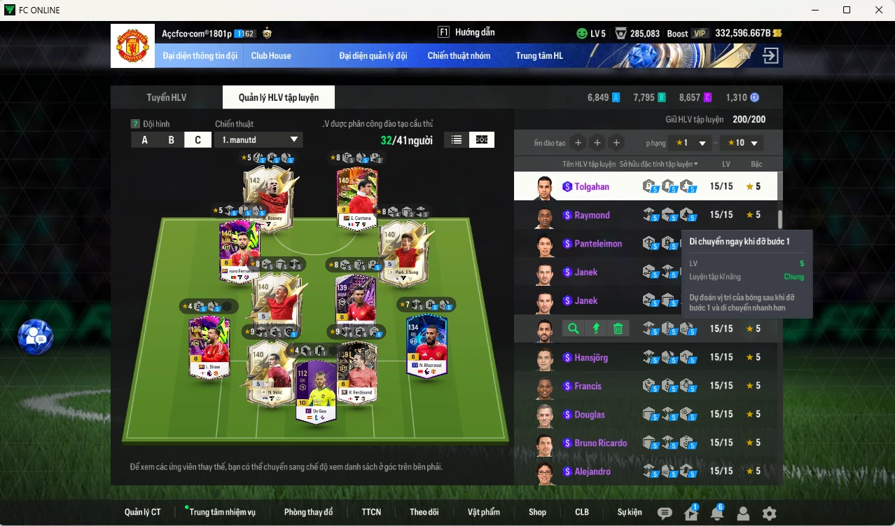 Ảnh [ACC tâm huyết, Dư nhiều BP] Man Utd. 7.347.450b dư 330kb có Rooney ITM+5, Schweinsteiger ITM+5, Vidic ITM+5, Casemiro UT, Tévez UT, Mainoo WB, Park ITM+5, Mazraoui 21UCL, Bruno 23HW, Forlán CC, Ferdinand DC, Beckham CC, Cunha MDL, Cantona JNM... Full miniface, HLV xịn, gần full đào tạo chiến thuật vs chỉ số ct, VIP BK Tháng 2