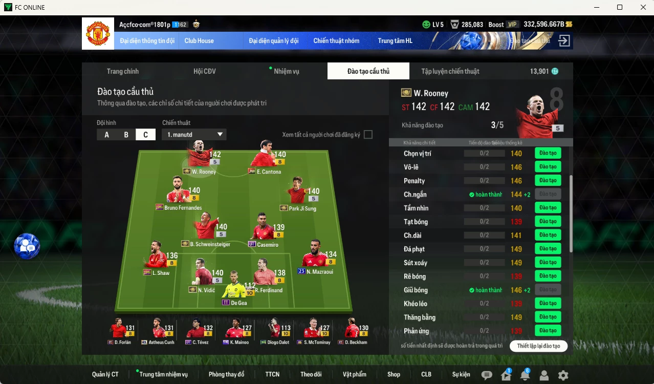 Ảnh [ACC tâm huyết, Dư nhiều BP] Man Utd. 7.347.450b dư 330kb có Rooney ITM+5, Schweinsteiger ITM+5, Vidic ITM+5, Casemiro UT, Tévez UT, Mainoo WB, Park ITM+5, Mazraoui 21UCL, Bruno 23HW, Forlán CC, Ferdinand DC, Beckham CC, Cunha MDL, Cantona JNM... Full miniface, HLV xịn, gần full đào tạo chiến thuật vs chỉ số ct, VIP BK Tháng 2