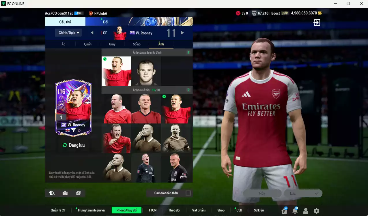 Ảnh [Tặng 1160coin TM vs Công Phượng PRM] ACC 4980050b trắng, có thẻ đổi tên, full miniface. HLV Siêu Xịn, dư 280k TC