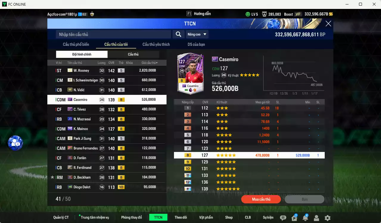 Ảnh [ACC tâm huyết, Dư nhiều BP] Man Utd. 7.347.450b dư 330kb có Rooney ITM+5, Schweinsteiger ITM+5, Vidic ITM+5, Casemiro UT, Tévez UT, Mainoo WB, Park ITM+5, Mazraoui 21UCL, Bruno 23HW, Forlán CC, Ferdinand DC, Beckham CC, Cunha MDL, Cantona JNM... Full miniface, HLV xịn, gần full đào tạo chiến thuật vs chỉ số ct, VIP BK Tháng 2