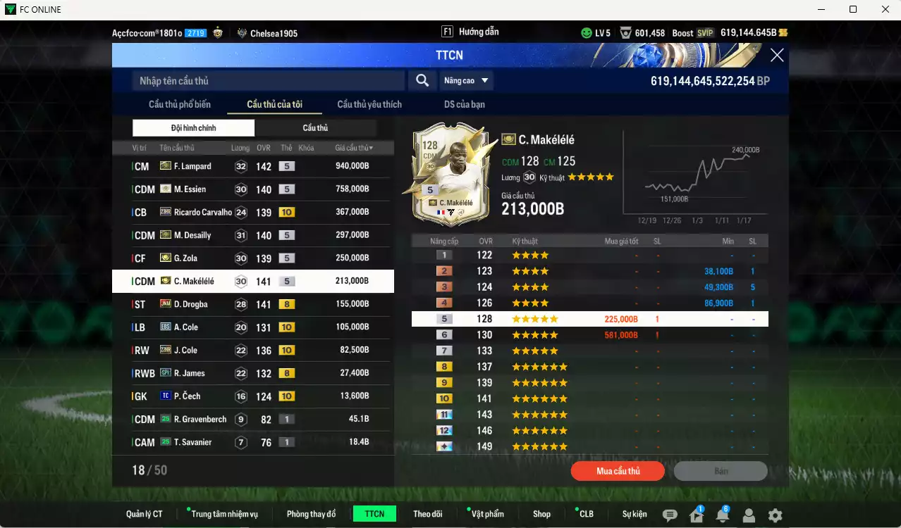 Ảnh [Dư nhiều BP] Chelsea 3.208.590b dư 600kb có Lampard ITM+5, Essien ITM+5, Desailly ITM+5, Makélélé ITM+5, Zola ITM+5, Drogba JNM, Ricardo Carvalho 23HR+10, A. Cole EBS+10, J. Cole 23HR+10... Full miniface, còn nhiều CP GIẢM THUẾ. HLV Xịn, đã full đào tạo chiến thuật vs chỉ số cầu thủ