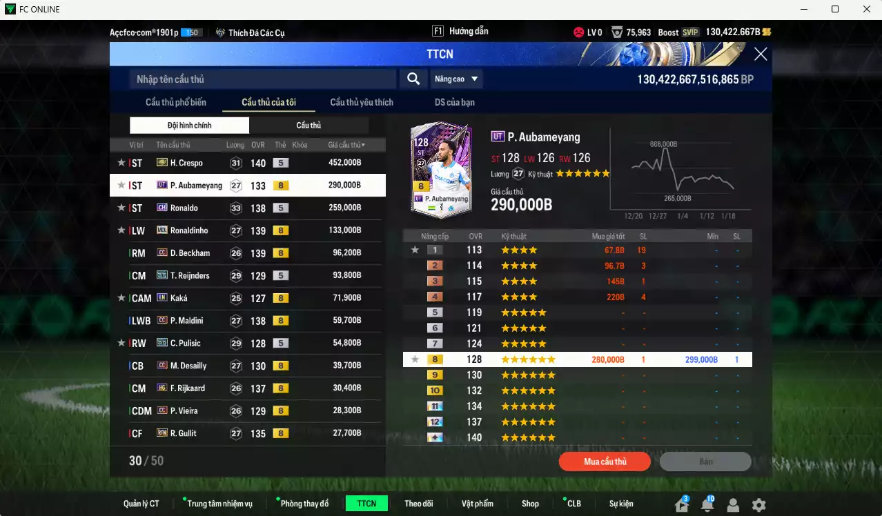 Ảnh AC Milan 1.888.400b dư 130kb có Crespo ITM+5, Aubameyang UT, Ronaldo CH, Ronaldinho MDL, Beckham CC, Reijnders 25TS, Kaká LN, Maldini CC, Pulisic 25TS, Desailly CC, Rijkaard HG... HLV Xịn, gần full đào tạo chiến thuật vs toàn bộ chỉ số cầu thủ