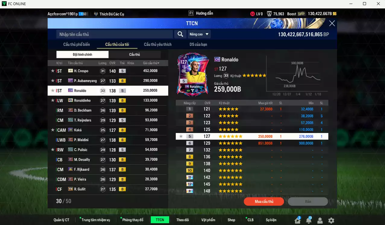 Ảnh AC Milan 1.888.400b dư 130kb có Crespo ITM+5, Aubameyang UT, Ronaldo CH, Ronaldinho MDL, Beckham CC, Reijnders 25TS, Kaká LN, Maldini CC, Pulisic 25TS, Desailly CC, Rijkaard HG... HLV Xịn, gần full đào tạo chiến thuật vs toàn bộ chỉ số cầu thủ