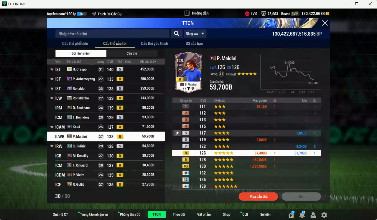 Ảnh AC Milan 1.888.400b dư 130kb có Crespo ITM+5, Aubameyang UT, Ronaldo CH, Ronaldinho MDL, Beckham CC, Reijnders 25TS, Kaká LN, Maldini CC, Pulisic 25TS, Desailly CC, Rijkaard HG... HLV Xịn, gần full đào tạo chiến thuật vs toàn bộ chỉ số cầu thủ