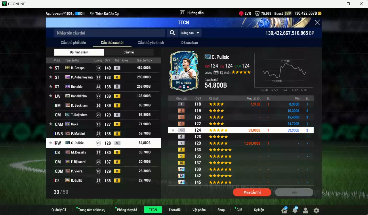 Ảnh AC Milan 1.888.400b dư 130kb có Crespo ITM+5, Aubameyang UT, Ronaldo CH, Ronaldinho MDL, Beckham CC, Reijnders 25TS, Kaká LN, Maldini CC, Pulisic 25TS, Desailly CC, Rijkaard HG... HLV Xịn, gần full đào tạo chiến thuật vs toàn bộ chỉ số cầu thủ