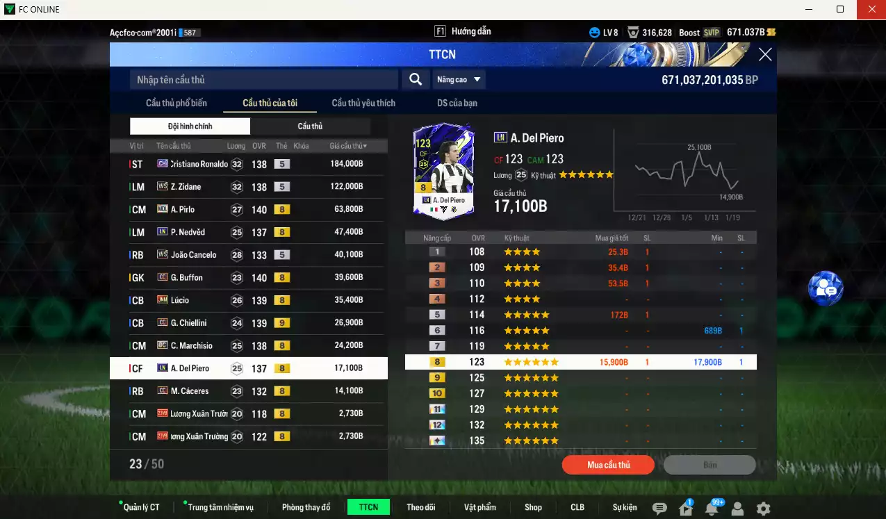 Ảnh Juventus 623.100b có CR7 CH, Zidane WS, Pirlo MDL, Nedved LN, Cancelo WS, Buffon CC, Lúcio JNM, Chiellini CC, Marchisio DC... Full miniface, HLV Xịn, đã full đào tạo chiến thuật vs chỉ số cầu thủ