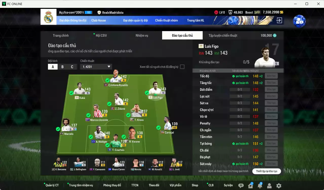 Ảnh [Tặng 200FC] Real Madrid 13.269.00b có Kaká ITM+5, Figo ITM+5, CR7 CC+8, Rudiger 23UCL, Varane DC, Marcelo VTR+12, Zidane CC, Llorente UT, Bellingham 25TS, Kroos DC, Carvajal RTN+10... Còn nhiều CP GẢM THUẾ, HLV Xịn, dã đào tạo full chỉ số cầu thủ, dư 100k TC, VIP BK Tháng 1