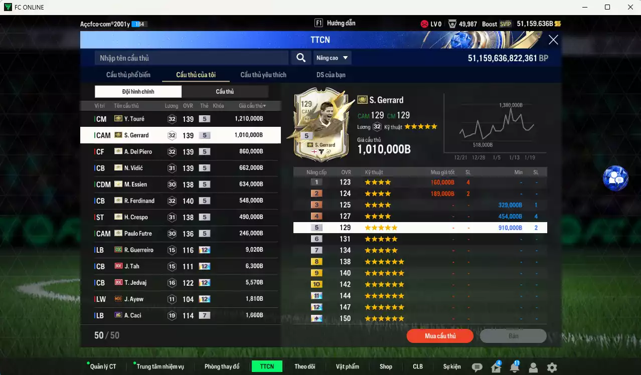 Ảnh [Tặng Gadellaa live+13] Full mùa ITM+5 5.645.490b dư 50kb có Gerrard, Touré, Del Piero, Ferdinand, Vidic, Essien, Crespo, Futre... ITM+5 . Còn nhiều CP GIẢM THUẾ, dư 240k TC