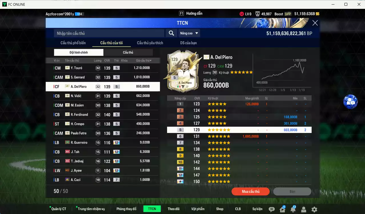 Ảnh [Tặng Gadellaa live+13] Full mùa ITM+5 5.645.490b dư 50kb có Gerrard, Touré, Del Piero, Ferdinand, Vidic, Essien, Crespo, Futre... ITM+5 . Còn nhiều CP GIẢM THUẾ, dư 240k TC