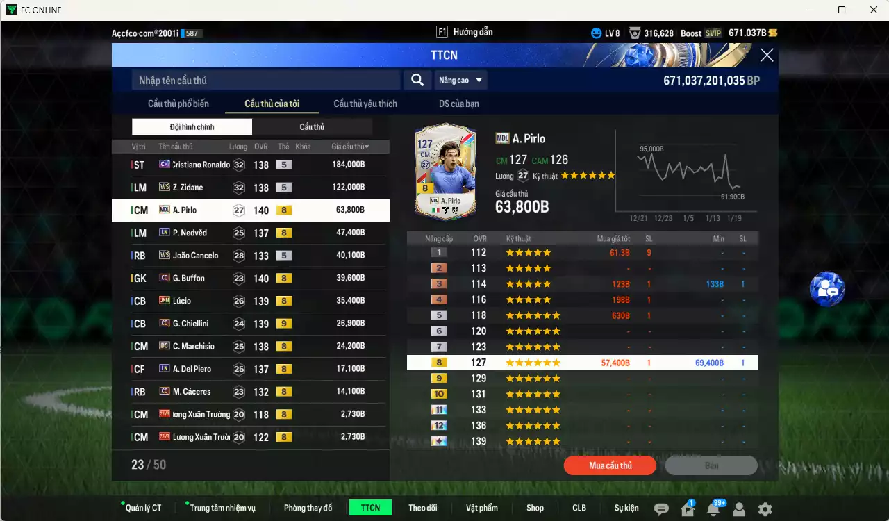 Ảnh Juventus 623.100b có CR7 CH, Zidane WS, Pirlo MDL, Nedved LN, Cancelo WS, Buffon CC, Lúcio JNM, Chiellini CC, Marchisio DC... Full miniface, HLV Xịn, đã full đào tạo chiến thuật vs chỉ số cầu thủ