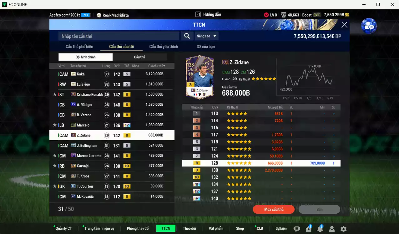 Ảnh [Tặng 200FC] Real Madrid 13.269.00b có Kaká ITM+5, Figo ITM+5, CR7 CC+8, Rudiger 23UCL, Varane DC, Marcelo VTR+12, Zidane CC, Llorente UT, Bellingham 25TS, Kroos DC, Carvajal RTN+10... Còn nhiều CP GẢM THUẾ, HLV Xịn, dã đào tạo full chỉ số cầu thủ, dư 100k TC, VIP BK Tháng 1