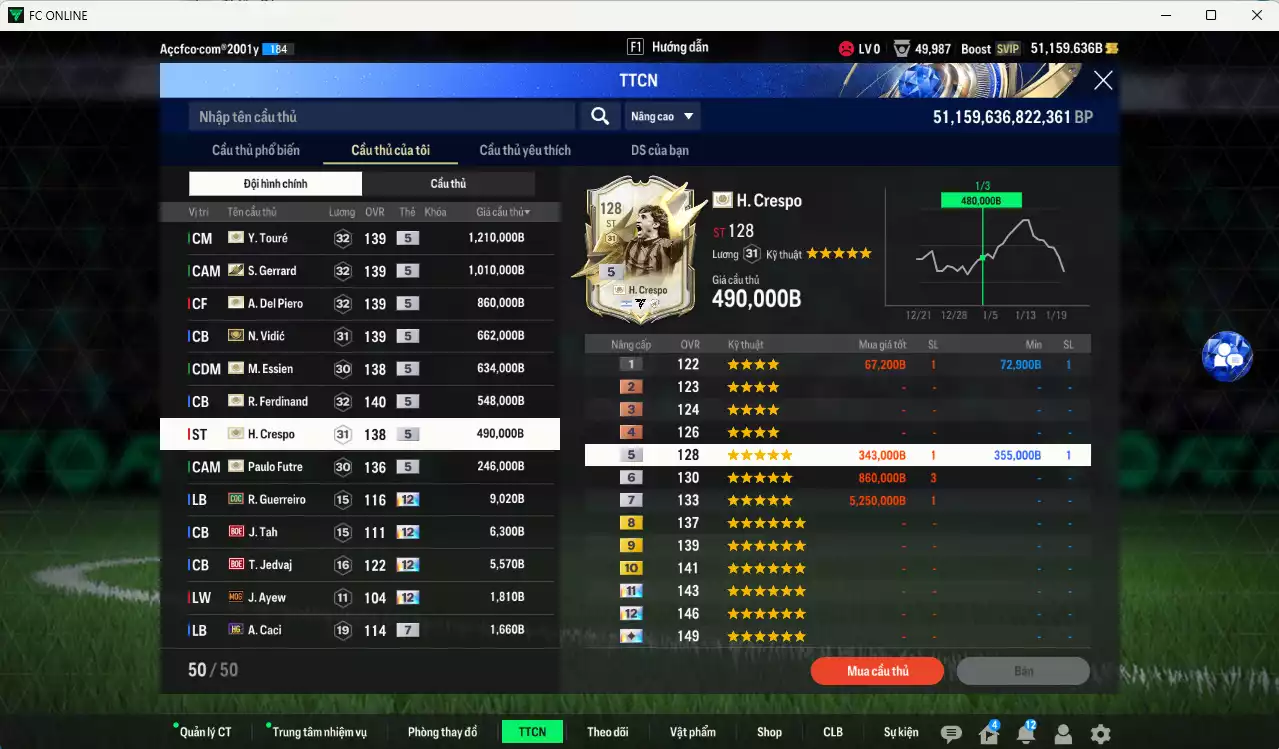 Ảnh [Tặng Gadellaa live+13] Full mùa ITM+5 5.645.490b dư 50kb có Gerrard, Touré, Del Piero, Ferdinand, Vidic, Essien, Crespo, Futre... ITM+5 . Còn nhiều CP GIẢM THUẾ, dư 240k TC