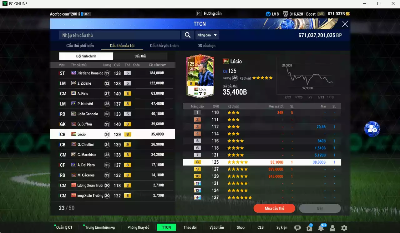 Ảnh Juventus 623.100b có CR7 CH, Zidane WS, Pirlo MDL, Nedved LN, Cancelo WS, Buffon CC, Lúcio JNM, Chiellini CC, Marchisio DC... Full miniface, HLV Xịn, đã full đào tạo chiến thuật vs chỉ số cầu thủ