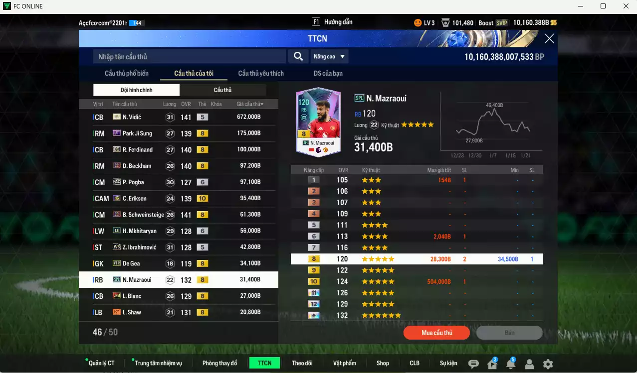 Ảnh Man Utd. 6.866.070b có Charlton ITM+5, CR7 WS, Vidic ITM+5, Park UT, Ferdinand DC, Beckham CC, Pogba FAC+6, Eriksen HG+10, Schweinsteiger CC, Mkhitaryan LE+6, Ibrahimovic WS... Còn nhiều CP GIẢM THUẾ, HLV Xịn, gần full đào tạo