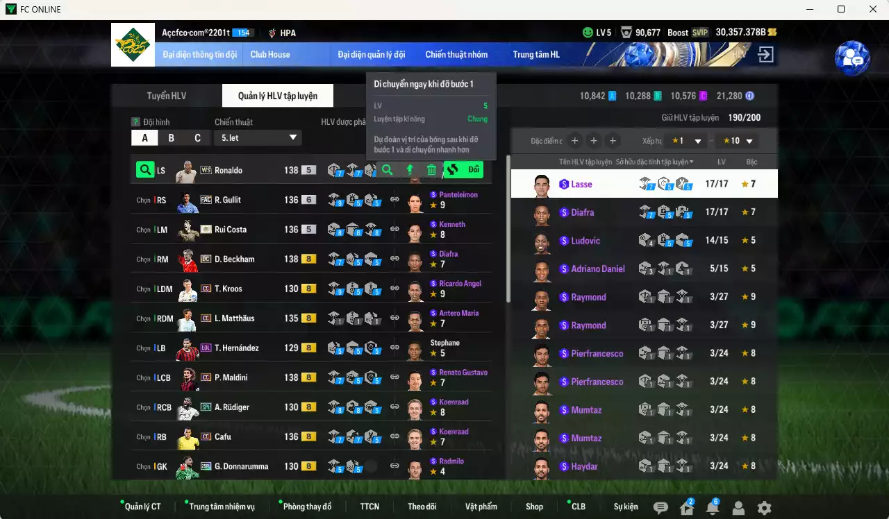 Ảnh Inter Milan mix Quốc Dân 2.115.760b có Matthaus CC, Eto JNM, Gullit FAC+6, Beckham CC, Rui Costa ITM+5, Ronaldo WS, Kroos CC, Forlán JNM, Rudiger SPL, Kaká LN, Maldini CC, Nesta DC... Còn nhiều coin TM, HLV Xịn, gần full đào tạo