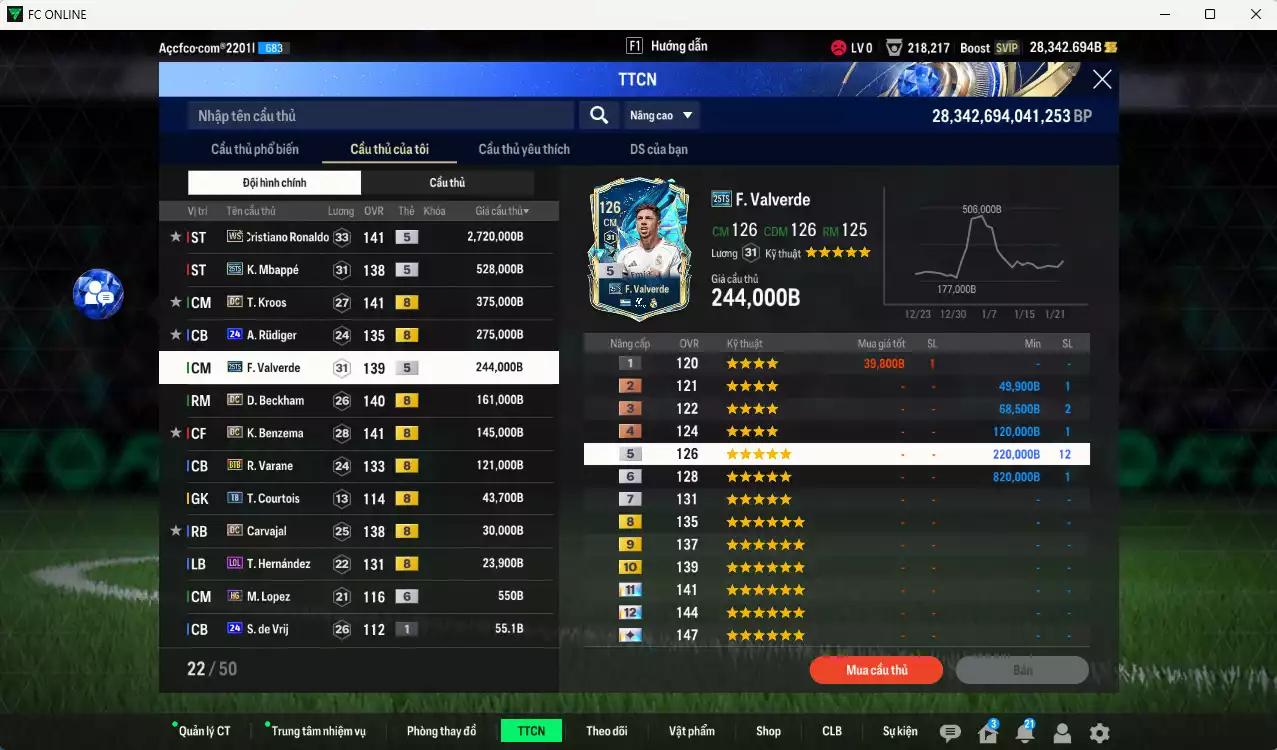 Ảnh Real Madrid 4.667.430b có CR7 WS, Mbappé 25TS, Kroos DC, Rudiger 24UCL Valverde 25TS, Beckham DC, Benzema DC, Varane BTB, Carvajal DC... Full miniface, HLV Xịn, đã đào tạo full chỉ số cầu thủ