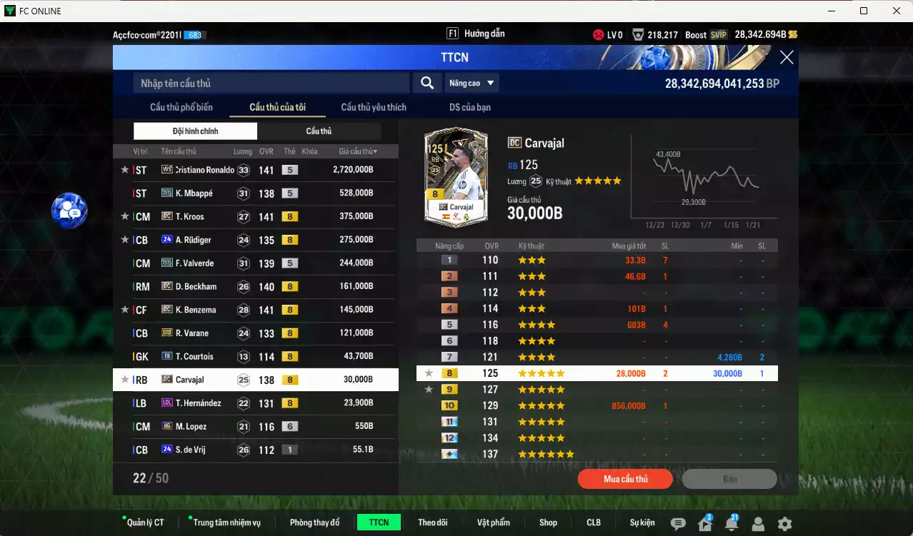 Ảnh Real Madrid 4.667.430b có CR7 WS, Mbappé 25TS, Kroos DC, Rudiger 24UCL Valverde 25TS, Beckham DC, Benzema DC, Varane BTB, Carvajal DC... Full miniface, HLV Xịn, đã đào tạo full chỉ số cầu thủ
