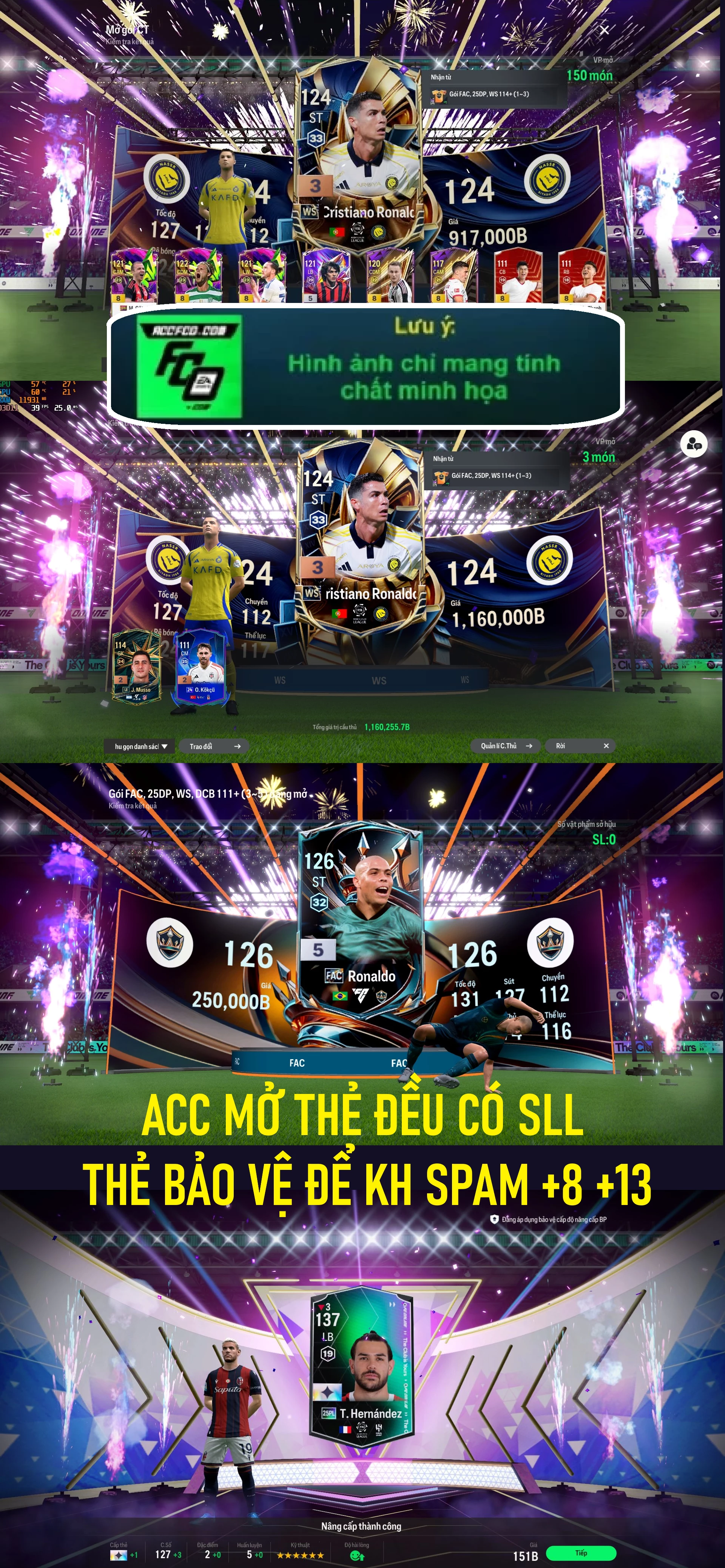 ACC mở thẻ (LOẠI SVIP PROMAX) bao gồm có 01 thẻ +12, 03 thẻ PRIME (QH+, CP+, XS+) và hơn 1500+ đến 1600+ thẻ cầu thủ từ Siêu sao đến Miền núi các loại. Acc có sẵn BP trắng từ 90.000 tỷ BP đến 110.000 tỷ BP kèm theo nhiều ngày SVIP