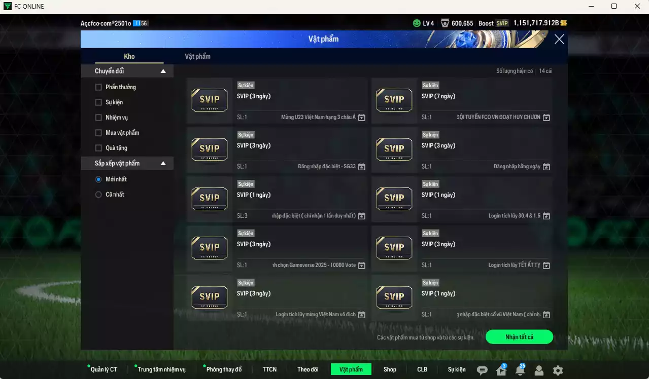 Ảnh [Dư nhiều BP] PRM+5 mix ITM+5 1.872.400b dư 1150kb có Xuân Son PRM, Công Phượng PRM, Quang Hải PRM, Bergkamp ITM, Rush ITM, Cannavaro, Klvuiert ITM, Cech ITM, Okocha ITM, Cambiaso 24UCL... Full miniface, HLV Xịn, đã full đào tạo chiến thuật
