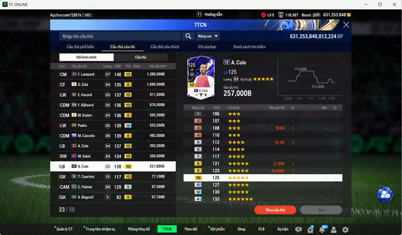 Ảnh [Tặng 6900FC vs nick Liên Quân VIP] Chelsea 14.251.810b dư 630kb có Sheva ICON+8, Zola ICON+8, Essien ICON+8, Pedro BTB+12 (bù) , Gullit CU, Rudiger 24EU, Lampard CC+10, Hazard HG+10, Rijkaard RTN+10, Caicede WB, Cole CC+10, Salah LOL+10... Full miniface, còn nhiều CP GIẢM GIẢM THUẾ, HLV Xịn