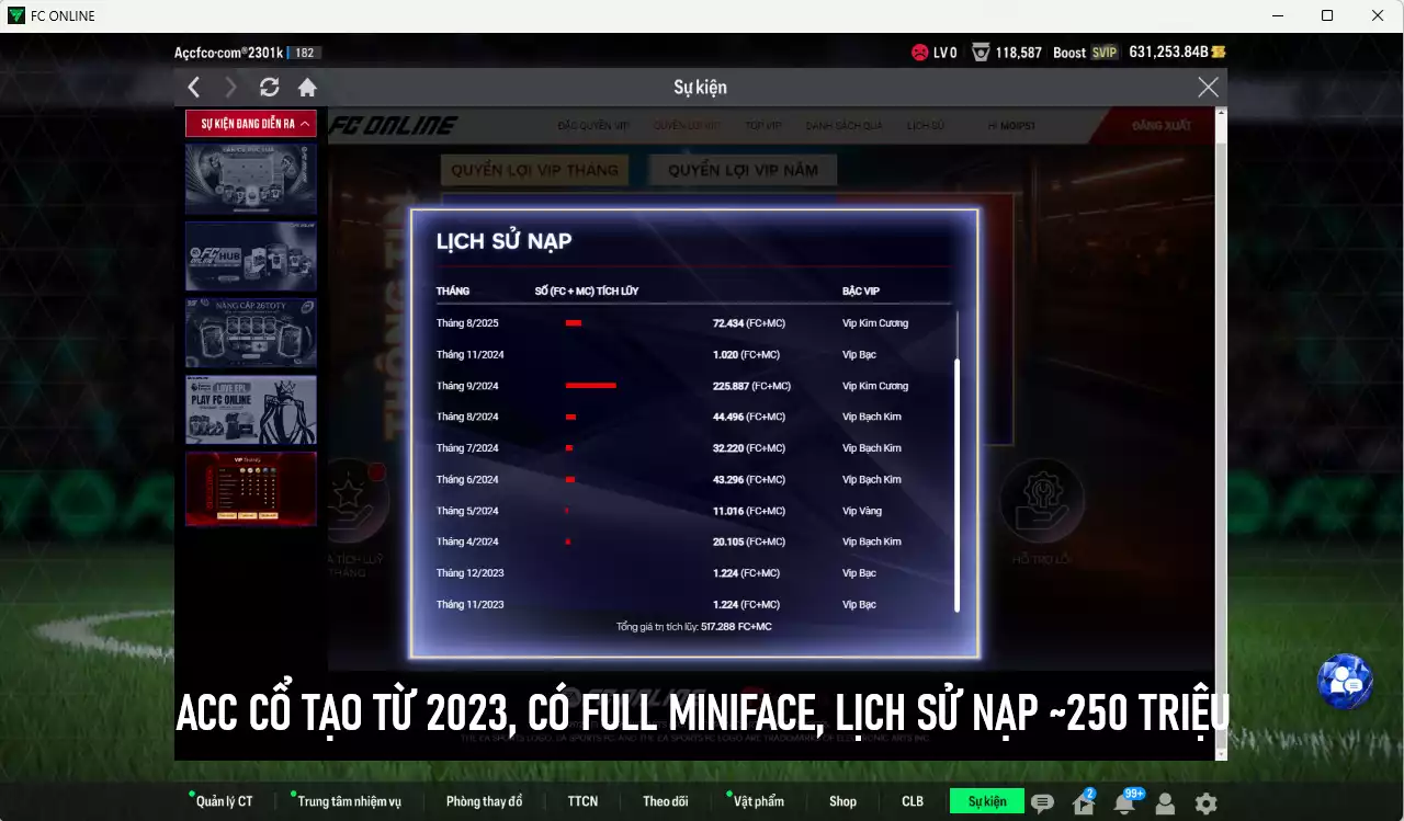 Ảnh [Tặng 6900FC vs nick Liên Quân VIP] Chelsea 14.251.810b dư 630kb có Sheva ICON+8, Zola ICON+8, Essien ICON+8, Pedro BTB+12 (bù) , Gullit CU, Rudiger 24EU, Lampard CC+10, Hazard HG+10, Rijkaard RTN+10, Caicede WB, Cole CC+10, Salah LOL+10... Full miniface, còn nhiều CP GIẢM GIẢM THUẾ, HLV Xịn