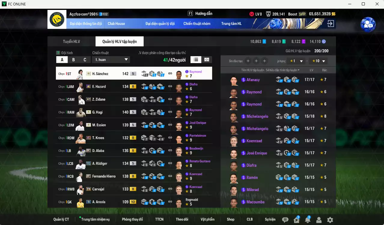 Ảnh Real Madrid 4.269.420b có H. Sánchez ITM+5, Hagi ITM+5, Essien ITM+5, CR7 CH, Ronaldo WS, Bale DCB+6, Bellingham WS, Zidane WS, Kroos CC, Benzema WS, Vini WS, Casemiro WS... Full miniface, còn nhiều coin TM. HLV Xịn, dư 130k TC