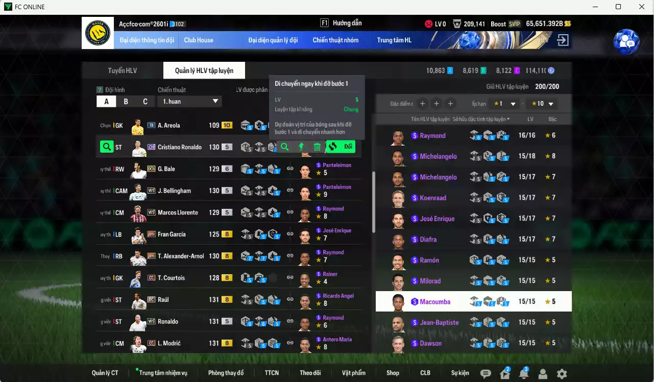 Ảnh Real Madrid 4.269.420b có H. Sánchez ITM+5, Hagi ITM+5, Essien ITM+5, CR7 CH, Ronaldo WS, Bale DCB+6, Bellingham WS, Zidane WS, Kroos CC, Benzema WS, Vini WS, Casemiro WS... Full miniface, còn nhiều coin TM. HLV Xịn, dư 130k TC