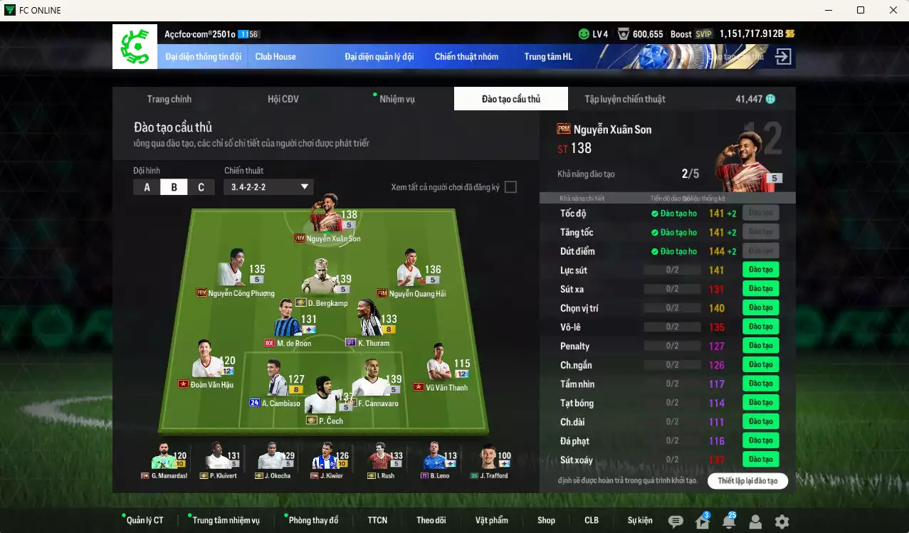 Ảnh [Dư nhiều BP] PRM+5 mix ITM+5 1.872.400b dư 1150kb có Xuân Son PRM, Công Phượng PRM, Quang Hải PRM, Bergkamp ITM, Rush ITM, Cannavaro, Klvuiert ITM, Cech ITM, Okocha ITM, Cambiaso 24UCL... Full miniface, HLV Xịn, đã full đào tạo chiến thuật