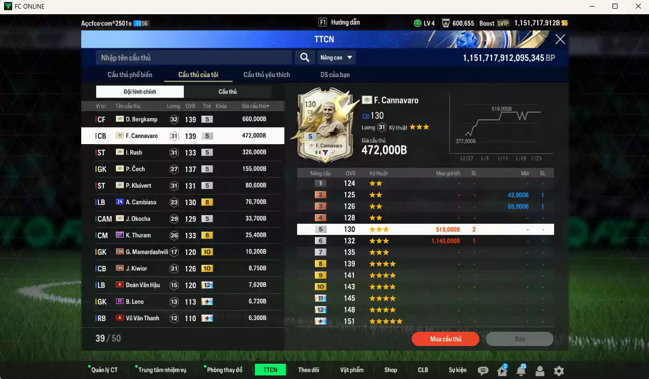 Ảnh [Dư nhiều BP] PRM+5 mix ITM+5 1.872.400b dư 1150kb có Xuân Son PRM, Công Phượng PRM, Quang Hải PRM, Bergkamp ITM, Rush ITM, Cannavaro, Klvuiert ITM, Cech ITM, Okocha ITM, Cambiaso 24UCL... Full miniface, HLV Xịn, đã full đào tạo chiến thuật