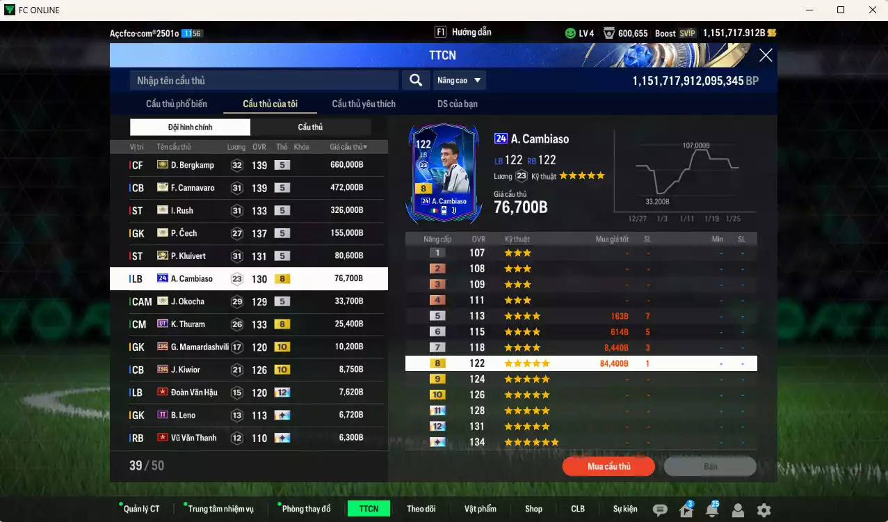 Ảnh [Dư nhiều BP] PRM+5 mix ITM+5 1.872.400b dư 1150kb có Xuân Son PRM, Công Phượng PRM, Quang Hải PRM, Bergkamp ITM, Rush ITM, Cannavaro, Klvuiert ITM, Cech ITM, Okocha ITM, Cambiaso 24UCL... Full miniface, HLV Xịn, đã full đào tạo chiến thuật