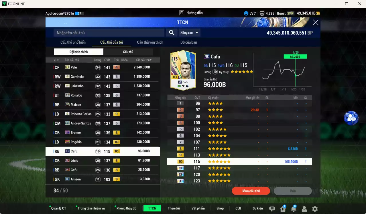 Ảnh [Tặng 3100 FC+MC] Brazil 6.698.290b có Garrincha ITM+5, Jairzinho ITM+5, Pelé ITM+4, Ronaldo FAC+6, Maicon WS+6, Carlos RMA+9, Andrey Santos 25TS, Bremer UT, Rodério 23HW+10, Cafu MC+10, Lúcio CC... Full miniface, còn nhiều CP GIẢM THUẾ