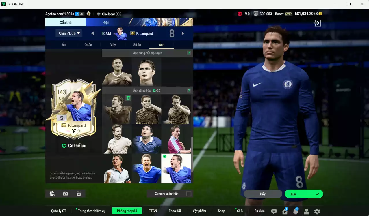 Ảnh [Dư nhiều BP] Chelsea 3.076.400b dư 580kb có Lampard ITM+5, Essien ITM+5, Desailly ITM+5, Makélélé ITM+5, Zola ITM+5, Ricardo Carvalho 23HR+10, Drogba JNM, A. Cole EBS+10, J. Cole 22HR+10... Full miniface, còn nhiều CP GIẢM THUẾ. HLV Xịn, đã full đào tạo chiến thuật vs chỉ số ct