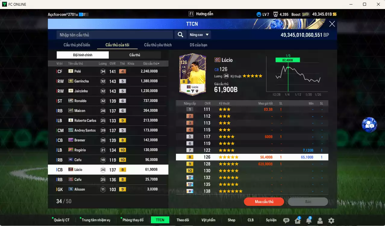 Ảnh [Tặng 3100 FC+MC] Brazil 6.698.290b có Garrincha ITM+5, Jairzinho ITM+5, Pelé ITM+4, Ronaldo FAC+6, Maicon WS+6, Carlos RMA+9, Andrey Santos 25TS, Bremer UT, Rodério 23HW+10, Cafu MC+10, Lúcio CC... Full miniface, còn nhiều CP GIẢM THUẾ