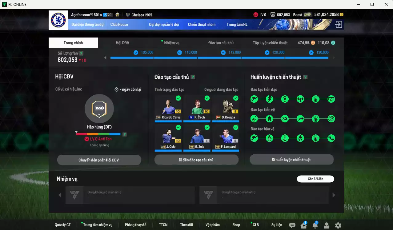 Ảnh [Dư nhiều BP] Chelsea 3.076.400b dư 580kb có Lampard ITM+5, Essien ITM+5, Desailly ITM+5, Makélélé ITM+5, Zola ITM+5, Ricardo Carvalho 23HR+10, Drogba JNM, A. Cole EBS+10, J. Cole 22HR+10... Full miniface, còn nhiều CP GIẢM THUẾ. HLV Xịn, đã full đào tạo chiến thuật vs chỉ số ct