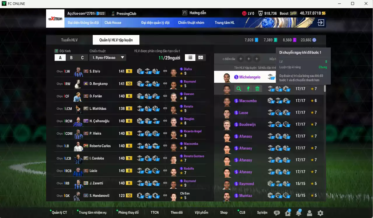 Ảnh Inter Milan 3.753.420b (team phụ AC Milan LN) có Bergkamp HG+10, Matthaus DC, Eto CC+9, Calhanoglu UT, Vieira CC+9, Cordoba DC+9, Forlán CC, Kaká LN, Carlos JNM, Zanetti MDL, Lúcio CC... Full miniface, HLV Siêu Xịn, đã full đào tạo chiến thuật