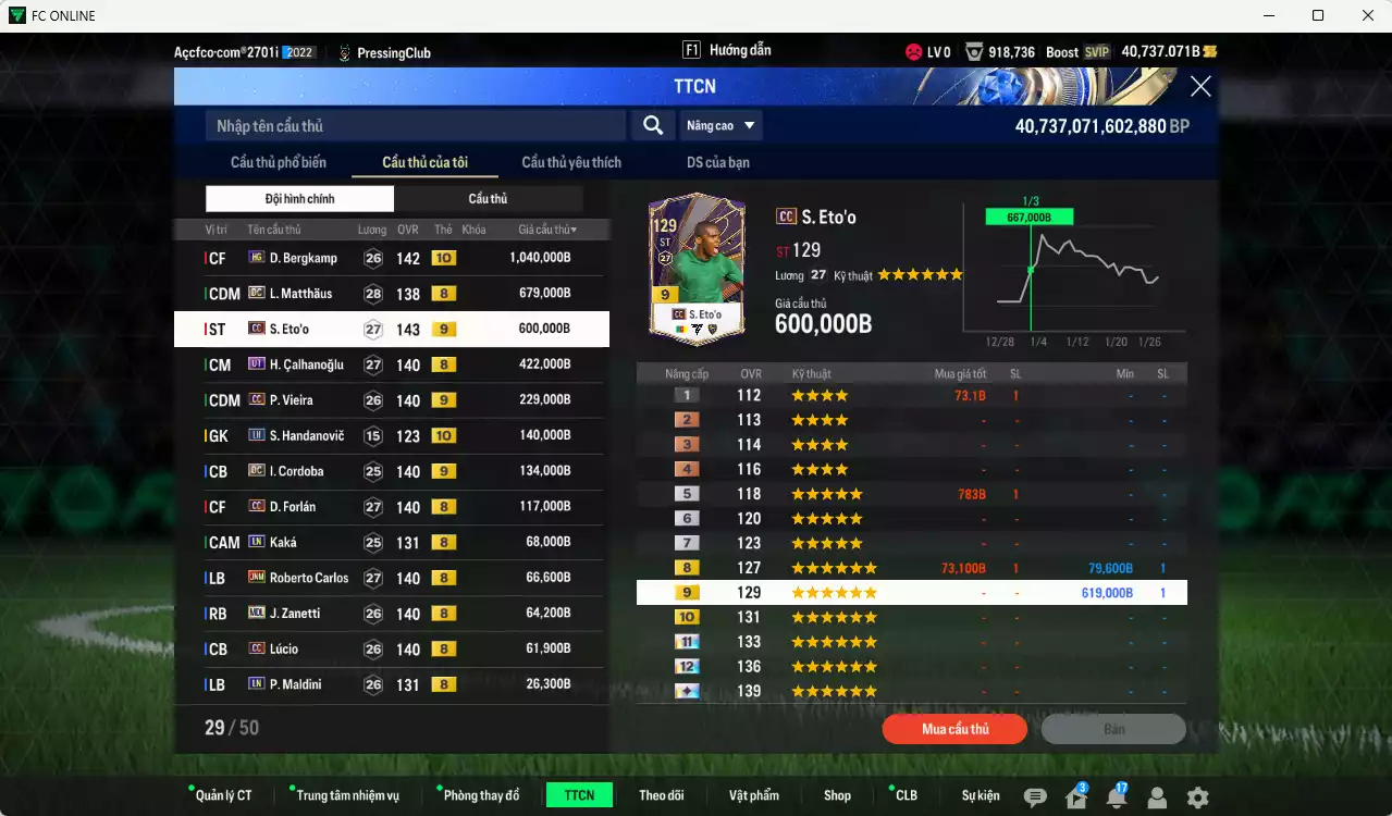 Ảnh Inter Milan 3.753.420b (team phụ AC Milan LN) có Bergkamp HG+10, Matthaus DC, Eto CC+9, Calhanoglu UT, Vieira CC+9, Cordoba DC+9, Forlán CC, Kaká LN, Carlos JNM, Zanetti MDL, Lúcio CC... Full miniface, HLV Siêu Xịn, đã full đào tạo chiến thuật
