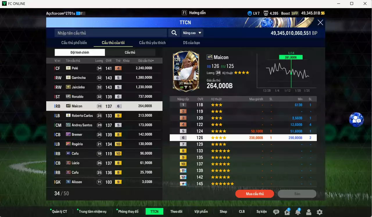 Ảnh [Tặng 3100 FC+MC] Brazil 6.698.290b có Garrincha ITM+5, Jairzinho ITM+5, Pelé ITM+4, Ronaldo FAC+6, Maicon WS+6, Carlos RMA+9, Andrey Santos 25TS, Bremer UT, Rodério 23HW+10, Cafu MC+10, Lúcio CC... Full miniface, còn nhiều CP GIẢM THUẾ