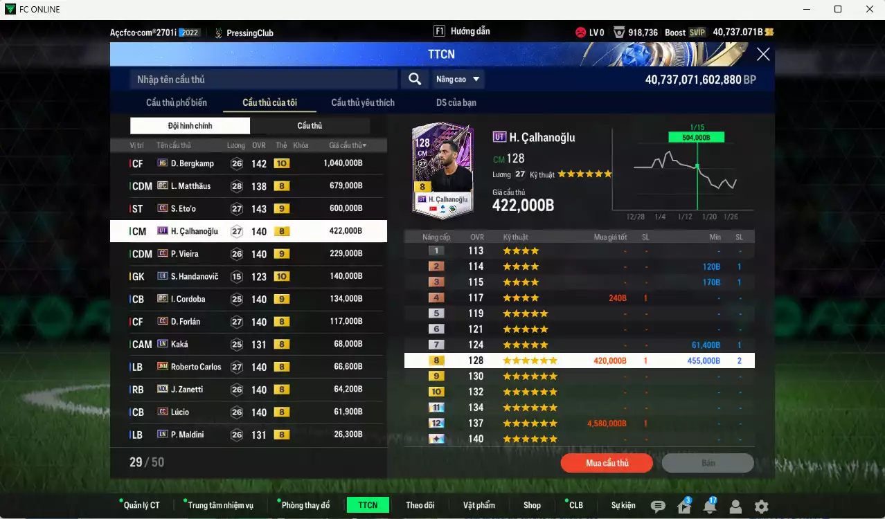 Ảnh Inter Milan 3.753.420b (team phụ AC Milan LN) có Bergkamp HG+10, Matthaus DC, Eto CC+9, Calhanoglu UT, Vieira CC+9, Cordoba DC+9, Forlán CC, Kaká LN, Carlos JNM, Zanetti MDL, Lúcio CC... Full miniface, HLV Siêu Xịn, đã full đào tạo chiến thuật