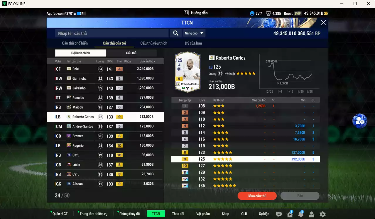 Ảnh [Tặng 3100 FC+MC] Brazil 6.698.290b có Garrincha ITM+5, Jairzinho ITM+5, Pelé ITM+4, Ronaldo FAC+6, Maicon WS+6, Carlos RMA+9, Andrey Santos 25TS, Bremer UT, Rodério 23HW+10, Cafu MC+10, Lúcio CC... Full miniface, còn nhiều CP GIẢM THUẾ