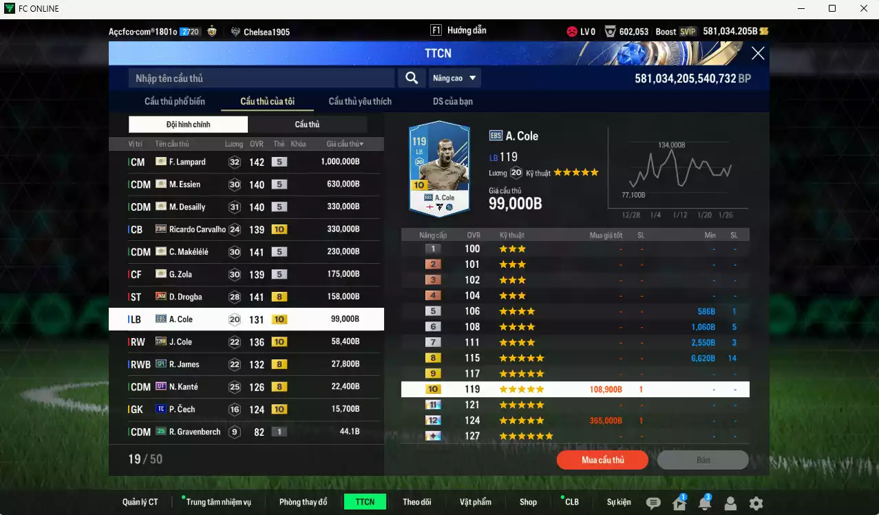 Ảnh [Dư nhiều BP] Chelsea 3.076.400b dư 580kb có Lampard ITM+5, Essien ITM+5, Desailly ITM+5, Makélélé ITM+5, Zola ITM+5, Ricardo Carvalho 23HR+10, Drogba JNM, A. Cole EBS+10, J. Cole 22HR+10... Full miniface, còn nhiều CP GIẢM THUẾ. HLV Xịn, đã full đào tạo chiến thuật vs chỉ số ct