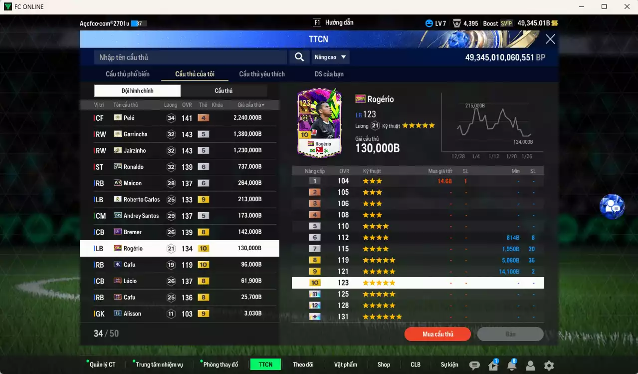 Ảnh [Tặng 3100 FC+MC] Brazil 6.698.290b có Garrincha ITM+5, Jairzinho ITM+5, Pelé ITM+4, Ronaldo FAC+6, Maicon WS+6, Carlos RMA+9, Andrey Santos 25TS, Bremer UT, Rodério 23HW+10, Cafu MC+10, Lúcio CC... Full miniface, còn nhiều CP GIẢM THUẾ