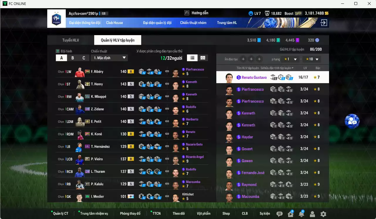 Ảnh Pháp 4.370.910b có Henry ITM+5, Mbappé 25TS, Zidane CH, Petit ITM+5, Vieira DC, Thuram CH, Ribéry JNM... HLV Xịn, đã đào tạo chỉ số nhiều cầu thủ