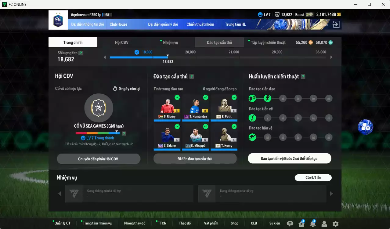 Ảnh Pháp 4.370.910b có Henry ITM+5, Mbappé 25TS, Zidane CH, Petit ITM+5, Vieira DC, Thuram CH, Ribéry JNM... HLV Xịn, đã đào tạo chỉ số nhiều cầu thủ