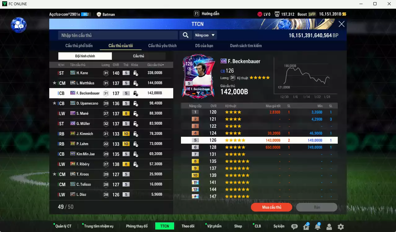 Ảnh Bayern Munich 1.232.780b có Kane 25TS, Matthaus FAC, Beckenbauer CH, Upamecano 25TS, Mané UT, G. Muller CH, Kimmich BTB+10, Lahm BTB+10, Ribéry JNM, Kim Min Jae 24TY...  Full miniface, HLV Xịn, gần full đào tạo chiến thuật