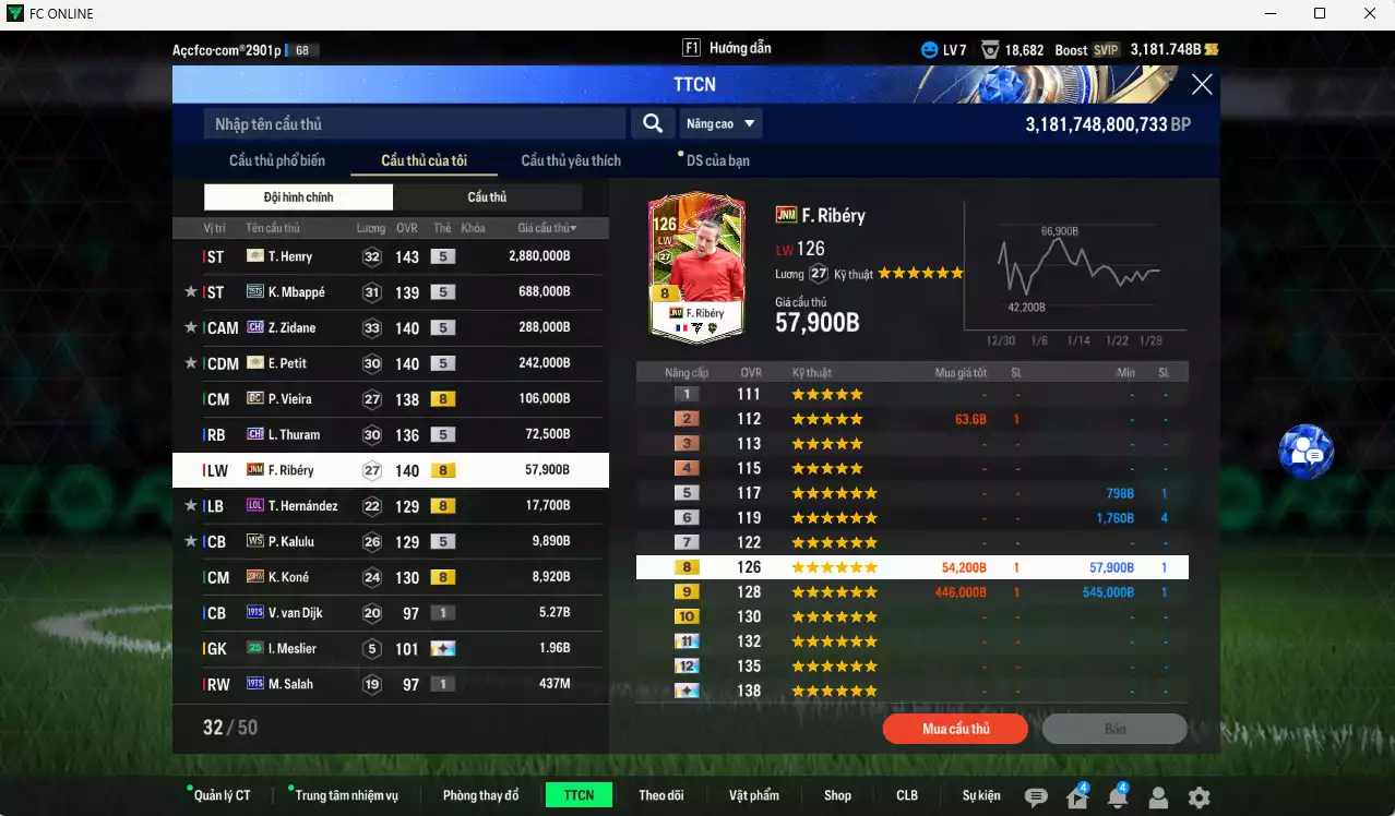 Ảnh Pháp 4.370.910b có Henry ITM+5, Mbappé 25TS, Zidane CH, Petit ITM+5, Vieira DC, Thuram CH, Ribéry JNM... HLV Xịn, đã đào tạo chỉ số nhiều cầu thủ