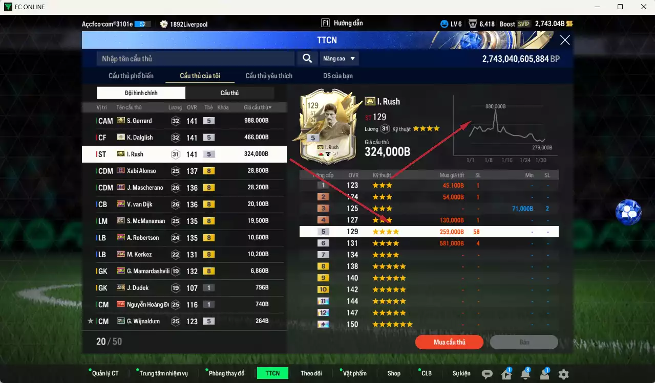 Ảnh Liverpool 1.904.710b có Rush ITM+5(fix BP) , Gerrard ITM+5, Dalglis ITM+5, Alonso CC, Mascherano CC, Van Dijk 23HW, Mcmanaman DC... VIP BK Tháng 2