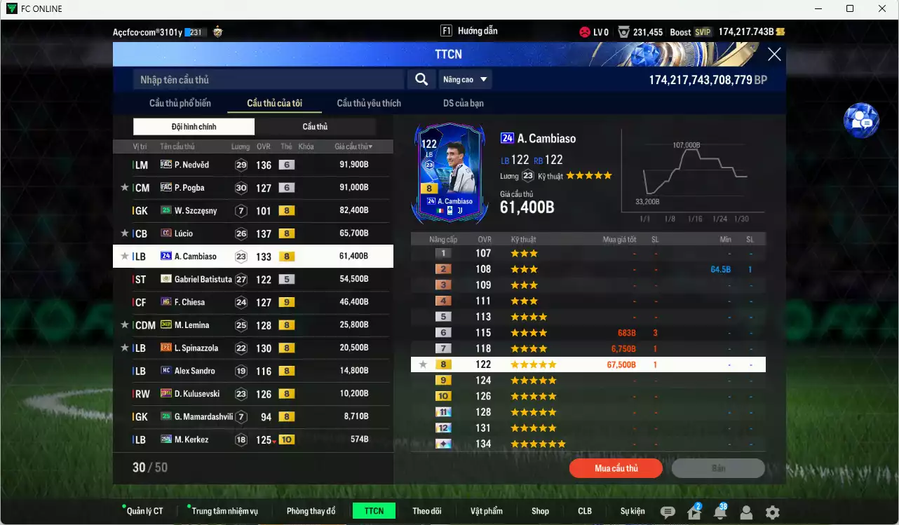 Ảnh [Tặng 1425 coin TM] Juventus 4.147.930b dư 170kb có Henry ITM+5, Del Piero ITM+5, Zidane CH, Vieira DC, Baggio LE+6, Marchiso WS+6, Nedved FAC+6, Pogba FAC+6, Lúcio CC, A. Cambiaso 24UCL, Batistuta ICON, Chiesa HG+9... Full miniface, HLV Siêu Xịn, đã full đào tạo chiến thuật