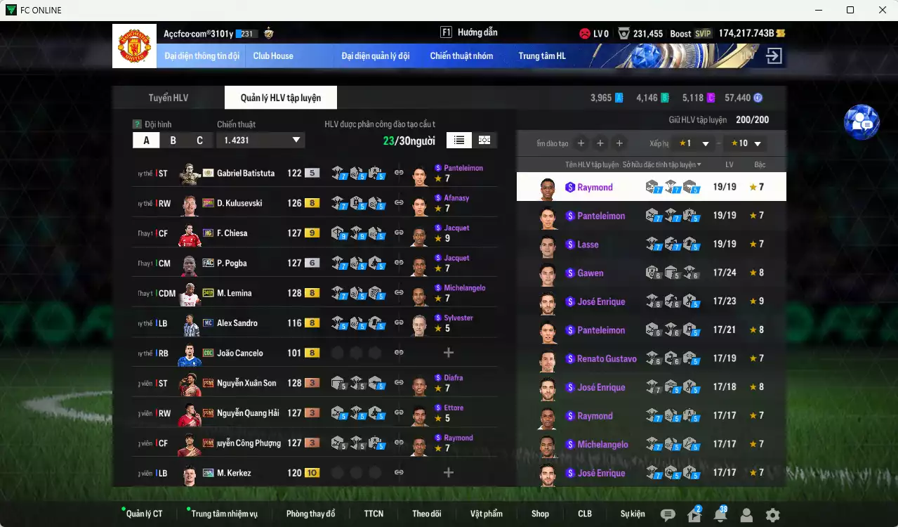 Ảnh [Tặng 1425 coin TM] Juventus 4.147.930b dư 170kb có Henry ITM+5, Del Piero ITM+5, Zidane CH, Vieira DC, Baggio LE+6, Marchiso WS+6, Nedved FAC+6, Pogba FAC+6, Lúcio CC, A. Cambiaso 24UCL, Batistuta ICON, Chiesa HG+9... Full miniface, HLV Siêu Xịn, đã full đào tạo chiến thuật